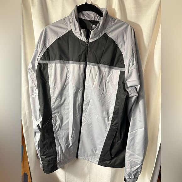 Adidas Climaproof lightweight full zip jacket gray‎ and black, men’s Large - Picture 1 of 15